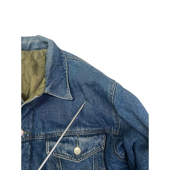 Vtg Arizona Jean Company Denim Jacket Quilted Reversible Stadium Bomber Y2K - Picture 7 of 16